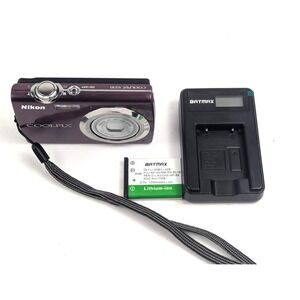 Nikon Coolpix S230 10 MP Digital Camera Plum With Charger and Battery